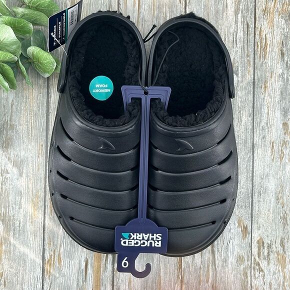 Men's Black Comfy Fuzzy Lined EVA Clogs Sandals Shoes Size 9 - Picture 1 of 4